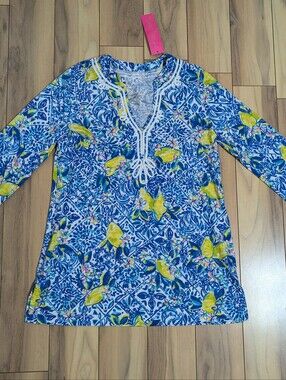 NWT! Lilly Pulitzer Kaia Knit Tunic Resort White Zest For Life Size S